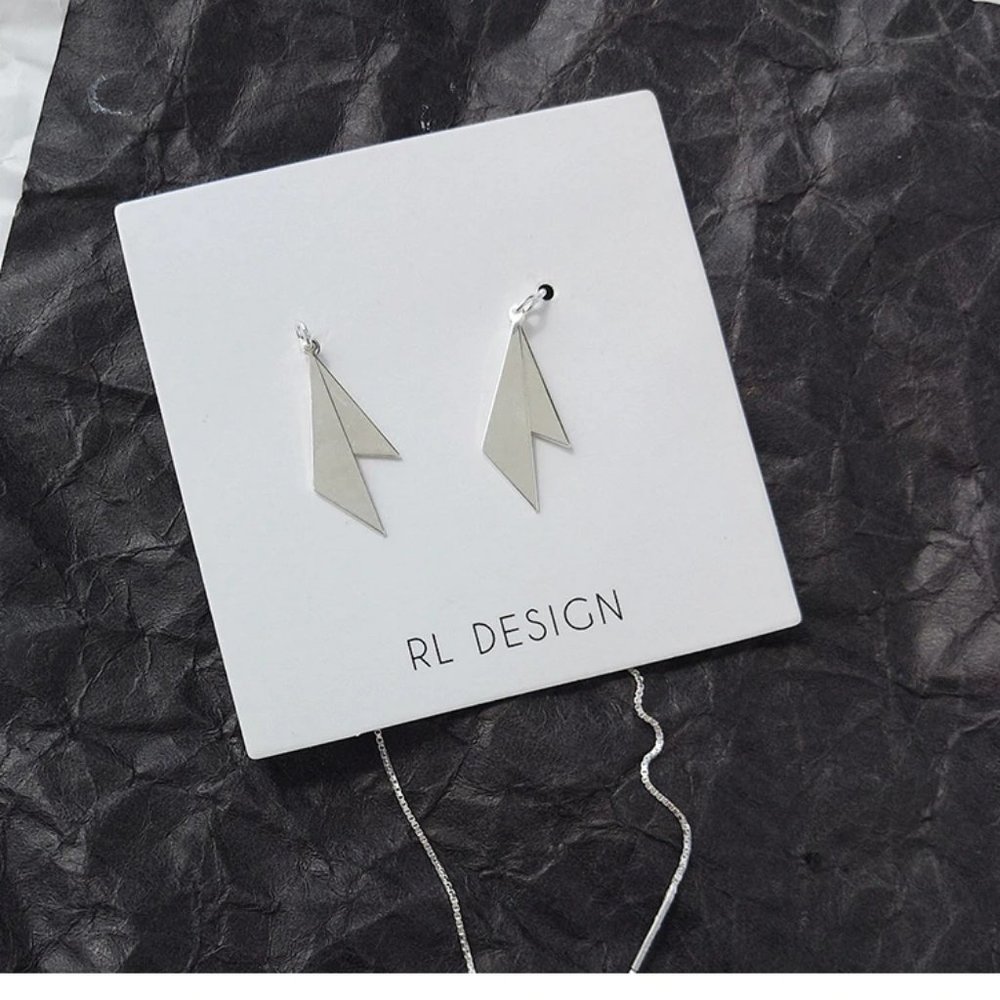 NEW 925 Sterling Silver Triangle Chain Earrings - Picture 4 of 7